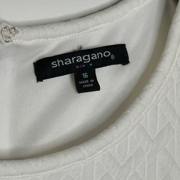 Like New Sharagano White Quilted A-line Dress Size 16 Round Neck Short Sleeve - Picture 3 of 5